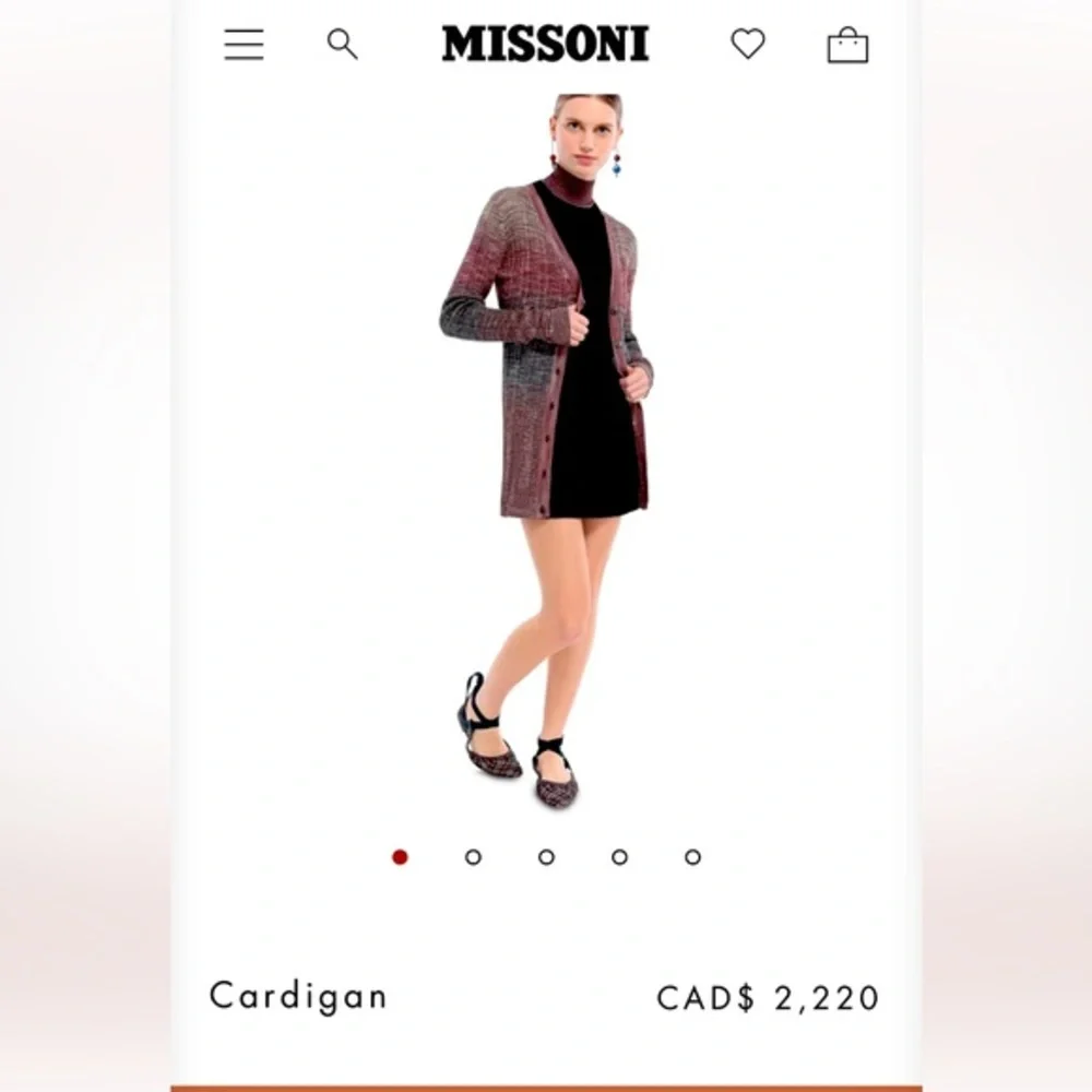 MISSONI Degradé Metallic Crochet Knit Cardigan in‎ Red, Sz XS